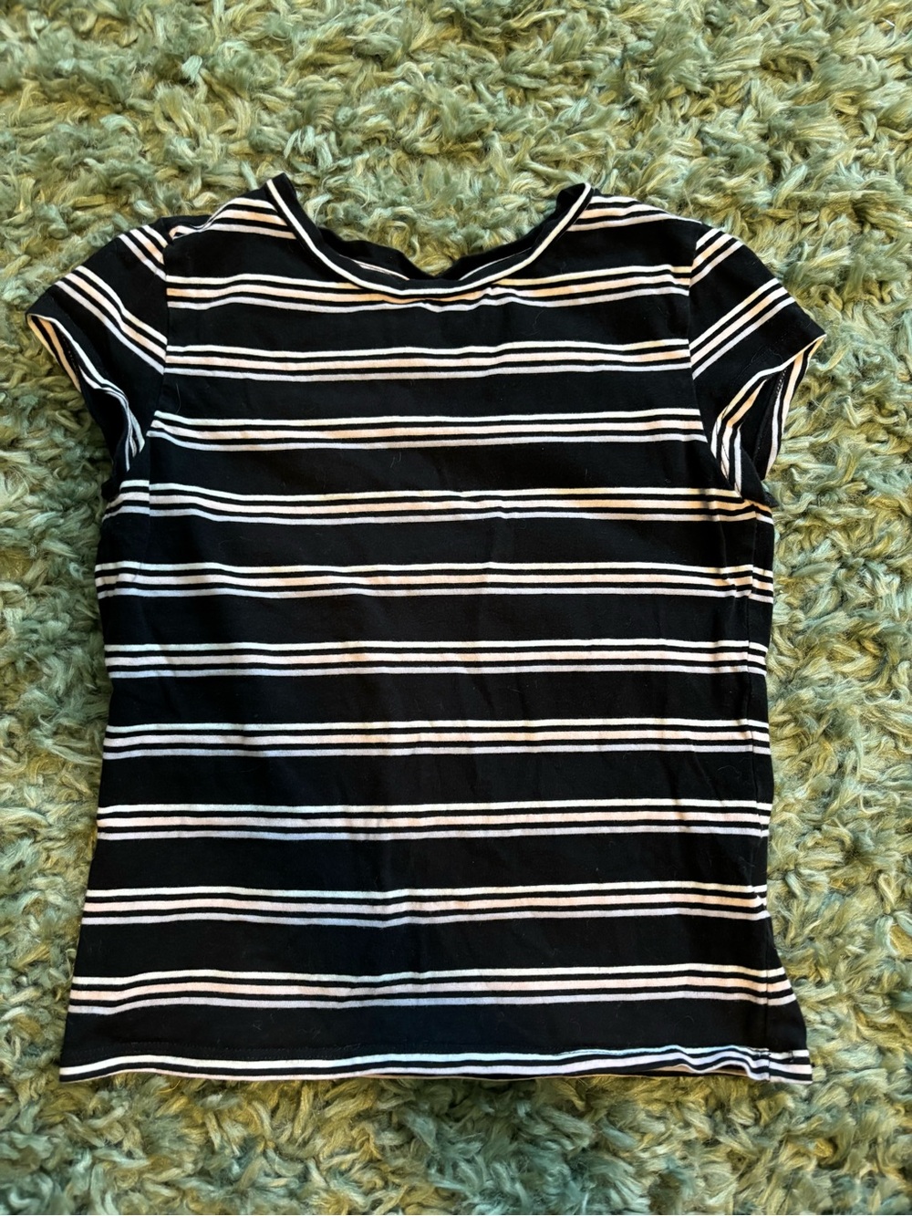 Cute Pastel Pink & Purple Striped Short Sleeve Tee
